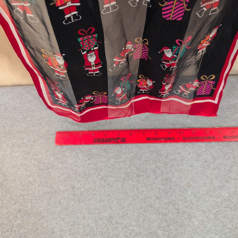 Unbranded Santa Claus Christmas Holiday Scarf Black Red Striped Festive Wrap - Picture 5 of 5